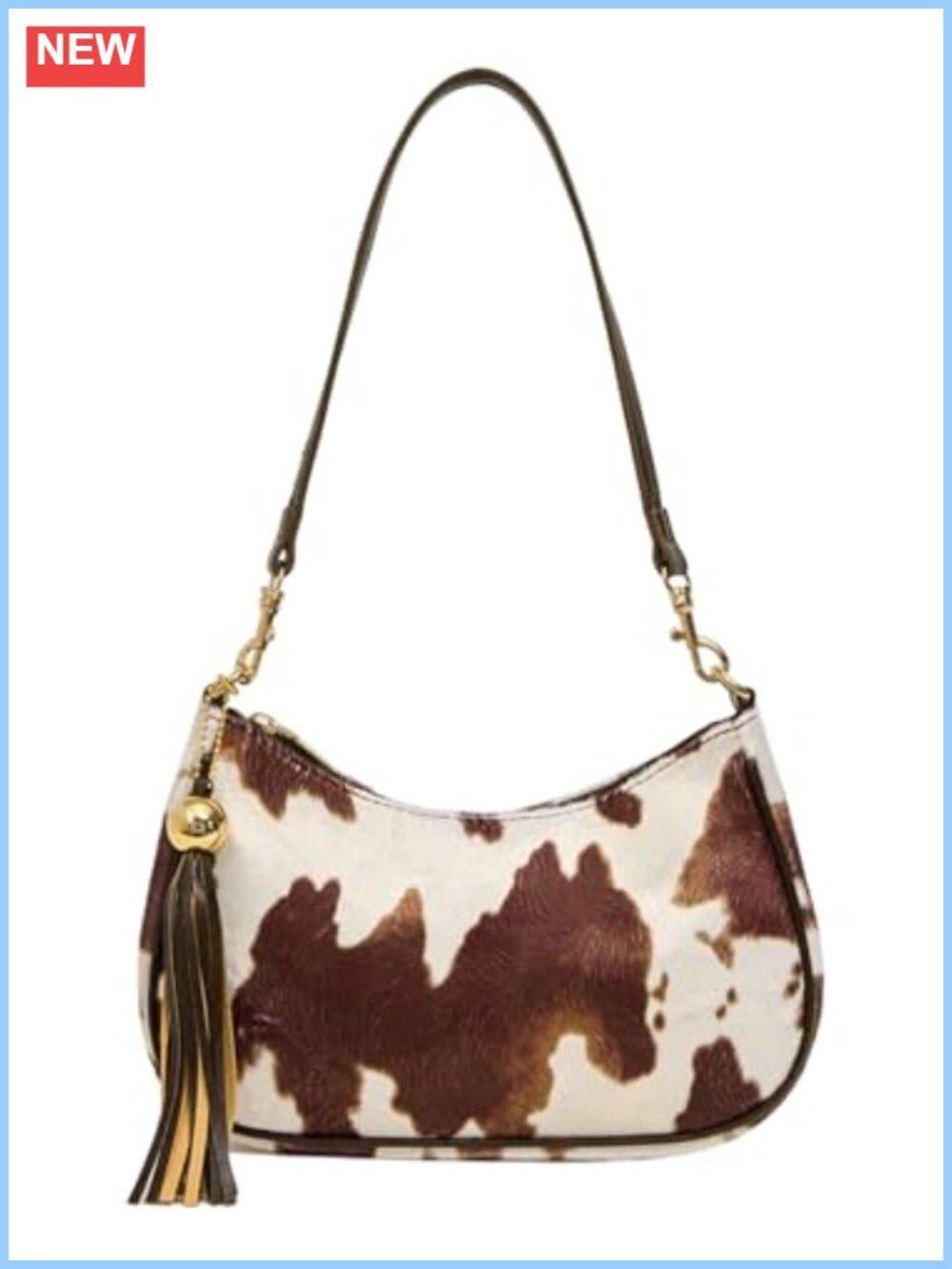 Faux Fur Cow Print Tassel Shoulder Bag Y2K Purse